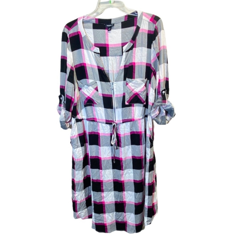 Torrid Cuffed Sleeve Buffalo Plaid Tunic Top Size 1X
